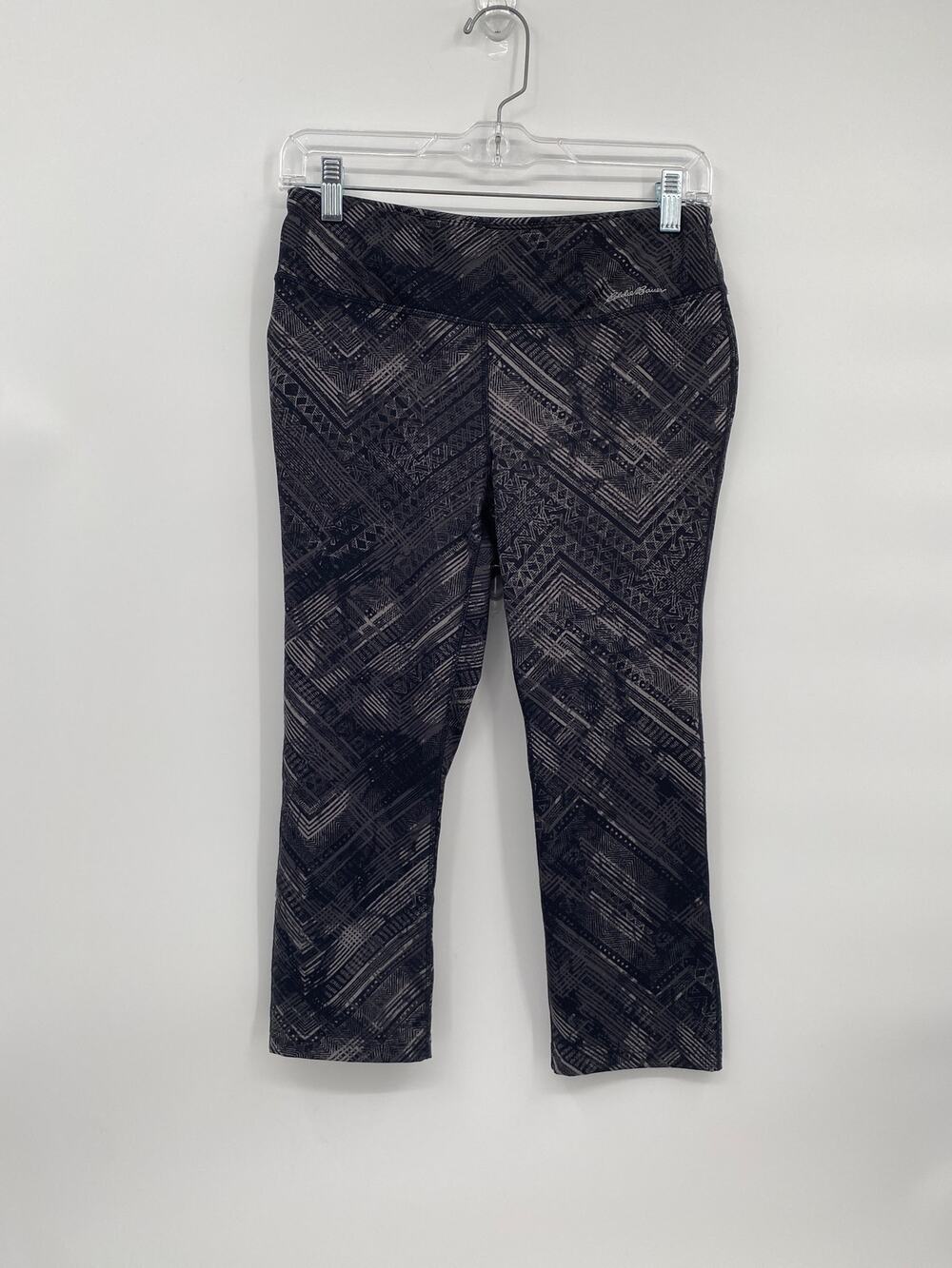 Eddie Bauer Black Gray Print Leggings Crop Women's Medium